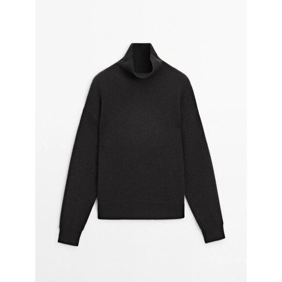 Massimo Dutti Womens Cashmere Sweater M Medium Gray TurtleNeck 5687/605 NWT - Picture 3 of 10